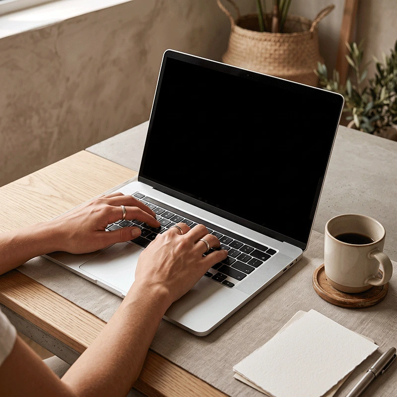 Applying for unskilled jobs with visa sponsorship in the UK online using a modern laptop.